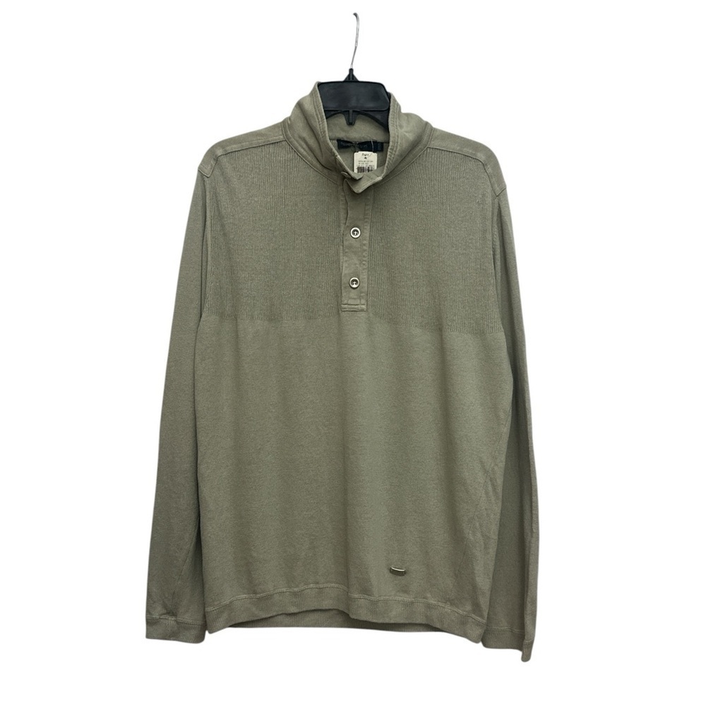 Zegna Sport Garment Dyed Linen Blend Mock Neck Pullover Size Medium Beige Flaw